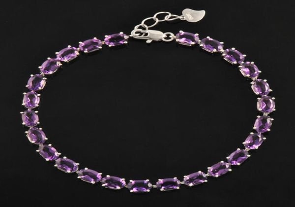 

classic 100 natural amethyst bracelet made by 925 solid sterling silver vintage crystal bracelet for woman evening party jewelry4361219, Golden;silver