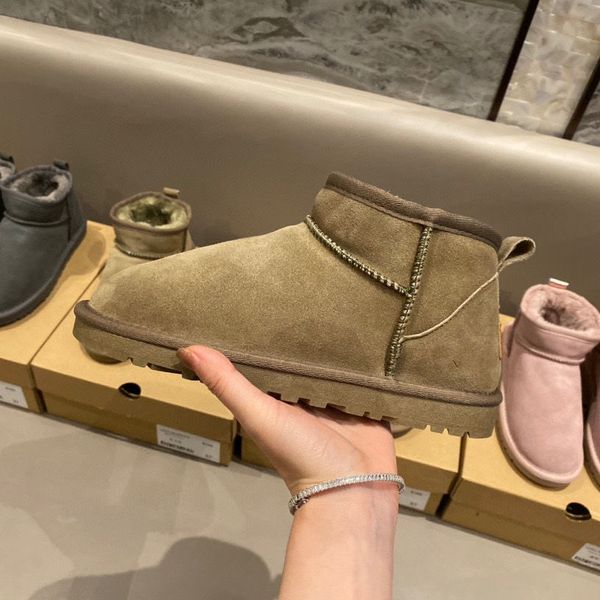 

ultra mini platform boot designer woman winter ankle australia snow boots thick bottom real leather warm fluffy booties, Black