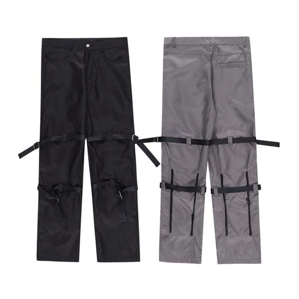 

cargo pants back zipper knee sashes gray and black color for male straight baggy casual waterproof trousers2224, Black;brown