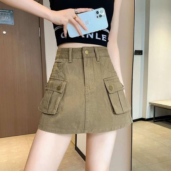 

babes summer american retro skirts high waist slimming a line skirt, Black