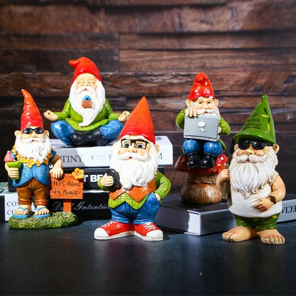 

Resin Gnome Statue - Cute Zen Naughty Dwarfs Indoor & Outdoor Garden Decor
