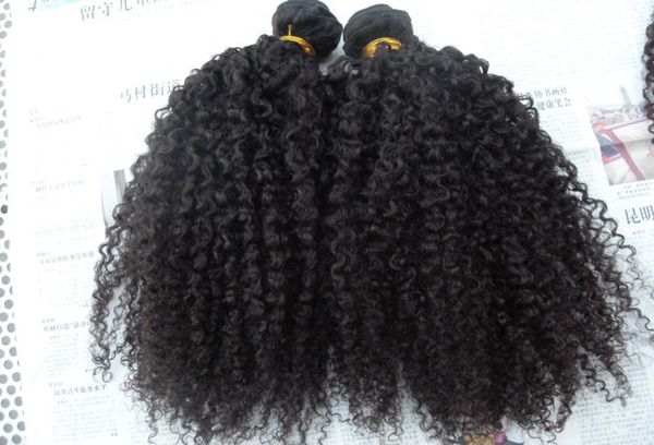 

brazilian curly hair weft hair extensions unprocessed curly natural black color human extensions can be dyed4310373, Black;brown