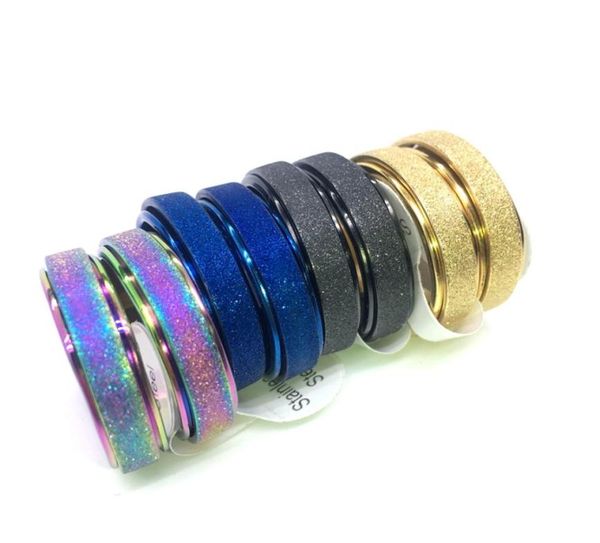 

whole 50pcslot mens womens band stainless steel rings fashion jewelry spinner width 6mm mix 4 colors7949959, Silver