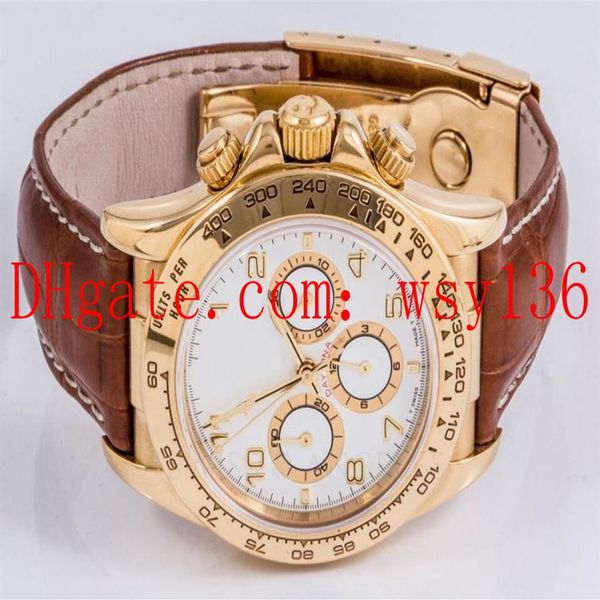 

luxury men's casual watch 16518 40mm 18k yellow gold white arabic dial leather strap no chronograph asia 2813 movement automa285z, Slivery;brown