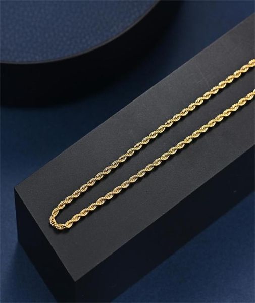 

3mm rope chain necklaces stainless steel cuban chain classic choker mens women jewelry plated gold silver color necklace gift1 2052598467