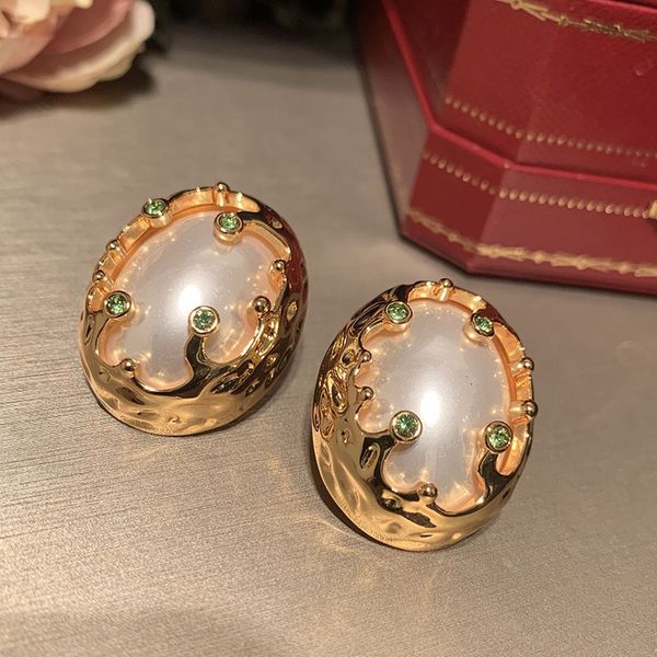 

ear cuff green oval retro baroque s925 silver needle exaggerated earrings 230822
