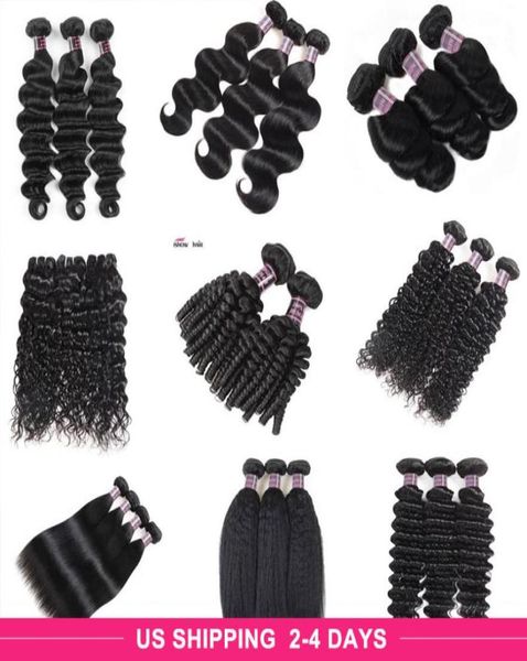 

828quot deep loose brazilian body wave hair extensions unprocessed peruvian human hair bundles deep wave water curly hair weave1562146, Black