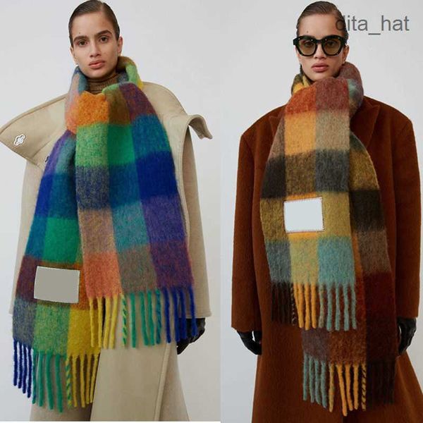 

designer scarf brand cashmere winter scarf scarves blanket women type colour chequered tassel imitated aimeishopping, Blue;gray