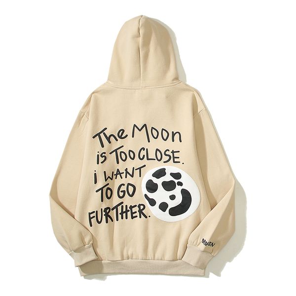 

men s hoodies sweatshirts y2k broken heart moon letter foam stranger things hooded pullover fleece thick oversized loose hoody 230822, Black