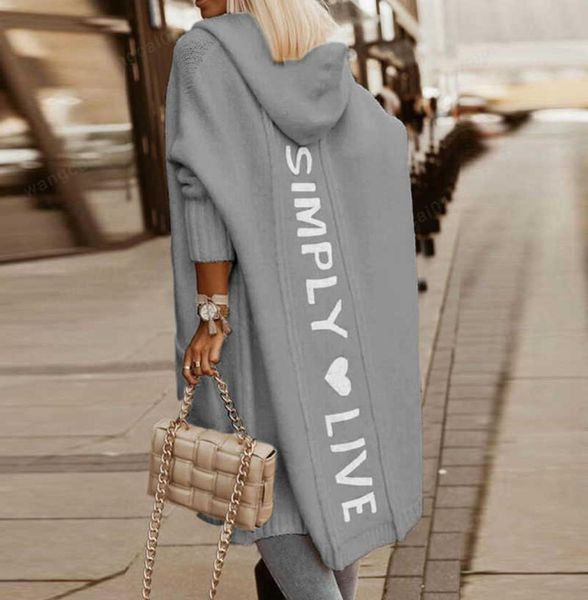 

women039s wool blends autumn winter women sweater cardigan fashion tter printed hooded sweater coats casual long seve knitted l7572037, Black