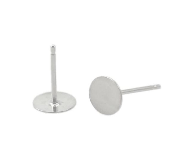 

beadsnice 925 sterling silver earring studs with 5 mm round flat pad glue on earring posts earring findings for jewelry making id 5891032, Golden;silver