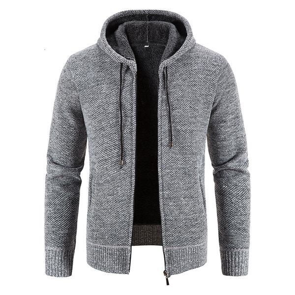 

men's sweaters winter thick cardigan mens sweater zipper hooded fashion warm slim fit knitted sweater male fleece hoodies coats men -4, White;black