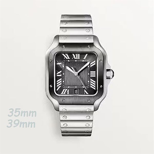 

drop- new mens and womens mechanical watch square dial stainless steel watches leather strap with automatic calendar high 289i, Slivery;brown