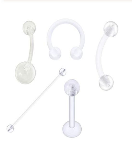 

16g clear acrylic uv belly button rings nose eyebrow lip ring bar industrial barbell ear piercing body jewelry7656757, Silver