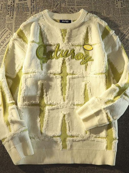 

men's sweaters gmiixder american retro sweater high street stars jumper men autumn winter loose casual grunge japanese o-neck knitted p, White;black