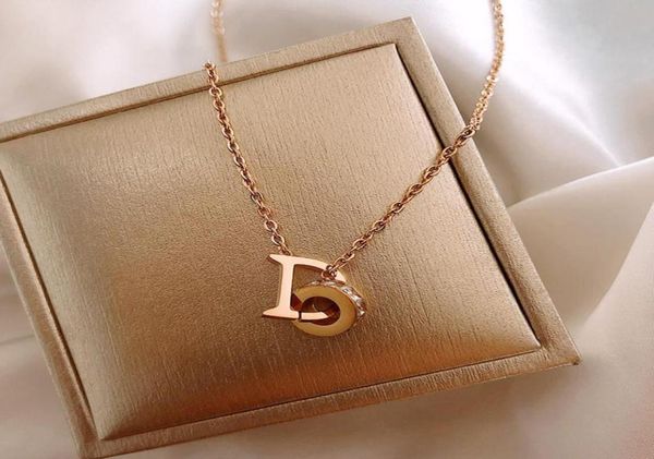 

titanium steel trendy exquisite letter pendant necklace for women r creativity luxury jewelry inlaid zircon gift neckla9558206, Silver