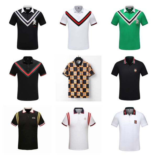 

mens designer polos brand small horse crocodile embroidery clothing men fabric letter polo t-shirt collar casual t-shirt tee shirt m-3xl, White;black