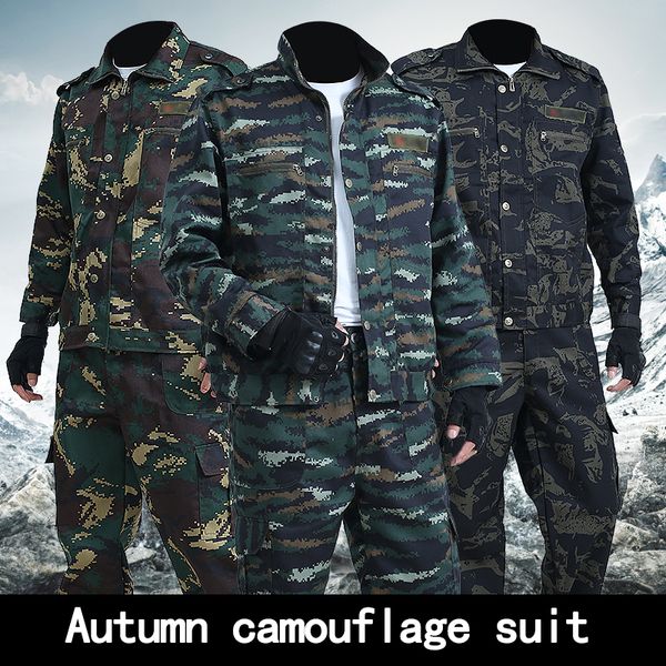 

men s tracksuits spring and autumn camouflage suits outdoor sports overalls wear resistant labor insurance set 230822, Gray
