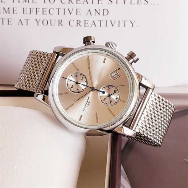 

low watch brand mens watches boss quartz movement stainless steel case day date designer waterproof men lux193t, Slivery;brown
