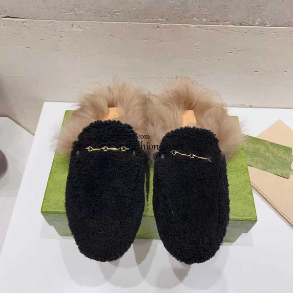 

7a 2023 designer mules slipper women loafers genuine leather sandals ggity half drag princetown metal chain cowhide men slides trainer aihfa, Black