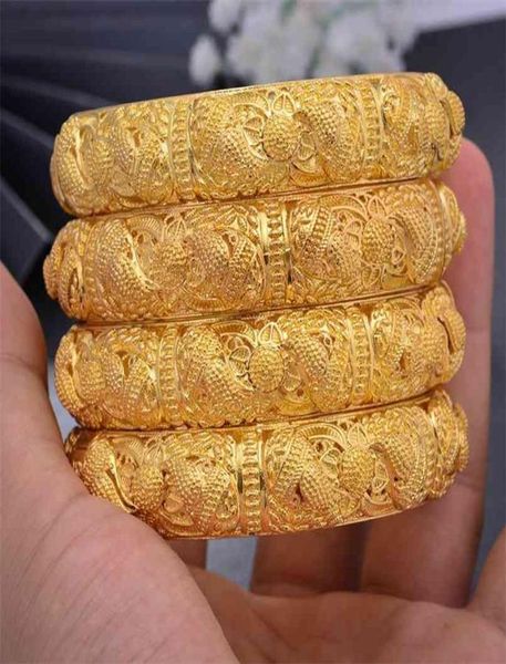 

4pcslot dubai bangles gold color for women vintage bride wedding bracelet africa arab jewelry 2109183035954, Black