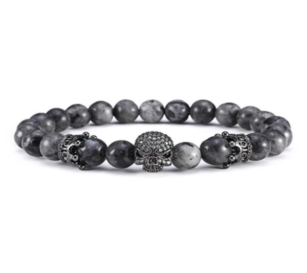 

buddha bracelet men cz skull charm india labradorite 8mm natural stone light beads bracelet for men handmade jewelry5229256, Golden;silver