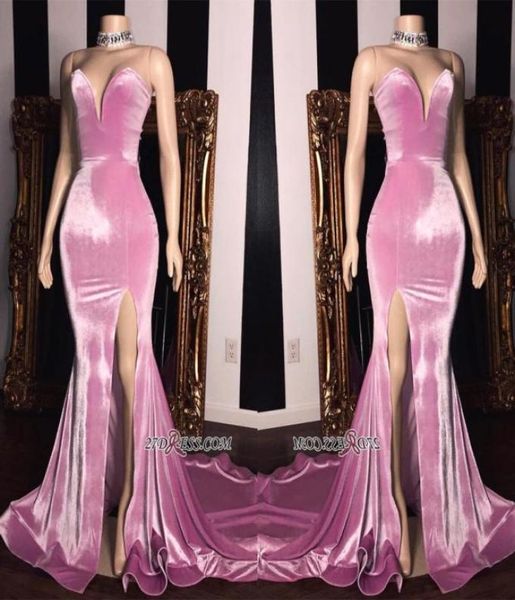 

elegant sweetheart mermaid prom dresses long 2019 high split sweep train formal party simple evening wear gowns bc12313631899, Black