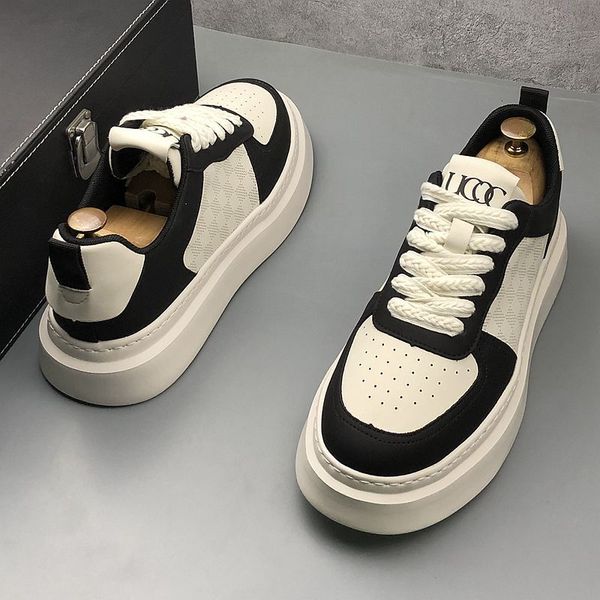 

dress shoes british style wedding party fashion brand casual sneakers round toe thick bottom business leisure walking loafer v68 230823, Black