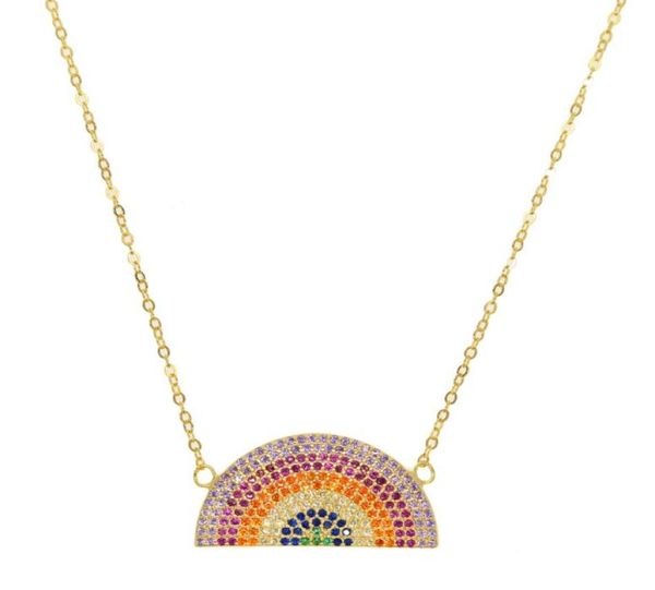 

new arrival pure 925 silver collier collares half round rainbow micro pave cz fashion filled bohemia style women girls necklace1832350