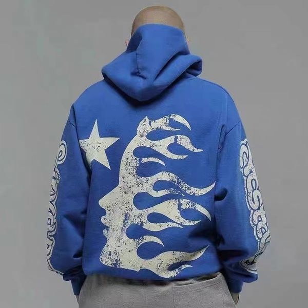 

men's hoodies sweatshirts blue hellstar hoodie american fashion hip hop hellstar print casual loose hoodies sweatshirt men women 230823, Black