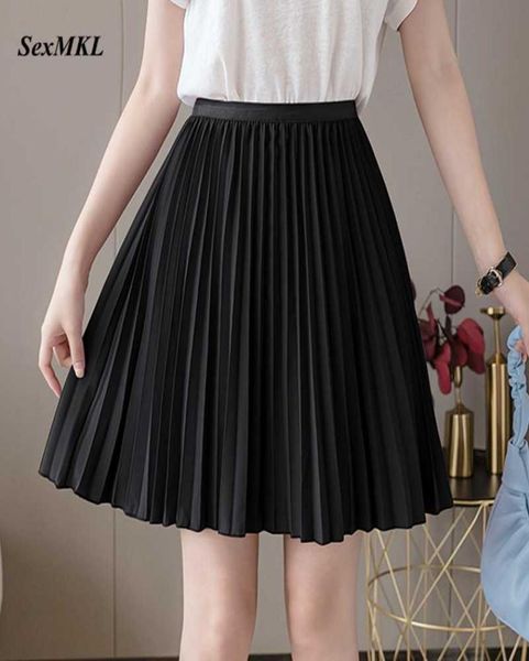 

chiffon pleated skirts women fashion summer high waist black white mini skirt short korean clothes school mujer faldas 2105286937264