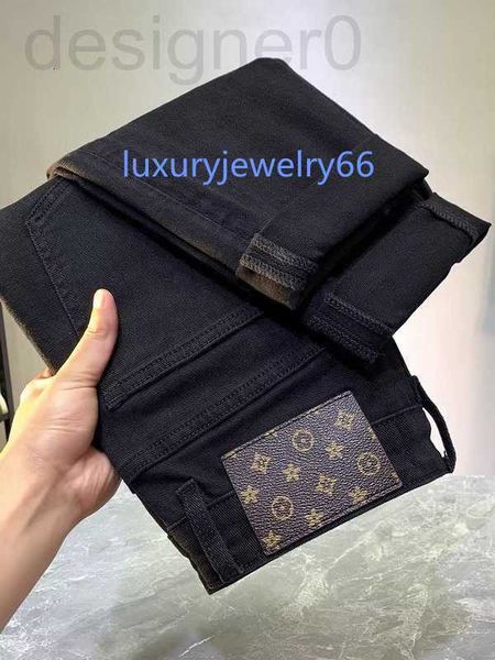 

men's jeans designer pure black cotton fall 2022 new slim fit feet elastic high end european small straight pants spoh, Blue