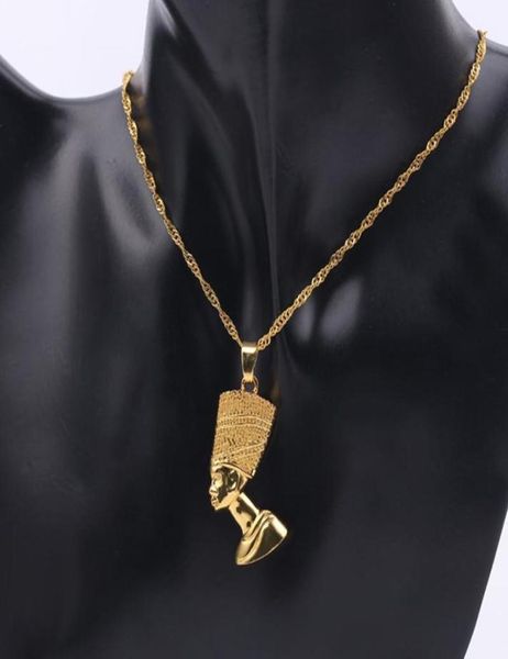 

pendant necklaces egyptian queen nefertiti women men jewelry silver colorgold color jewellery african6377919