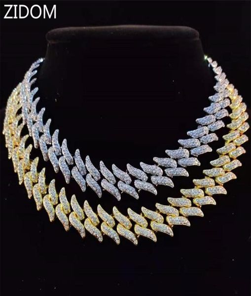 

men hip hop chain necklace 20mm thorn shape chains iced out bling male fashion hiphop jewelry for birthday gift 220222205a4083120, Silver