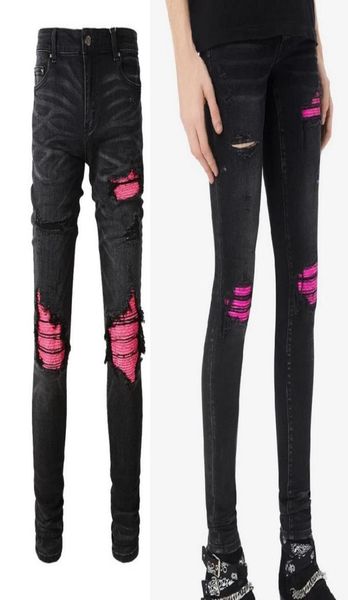 

big size 40 biker stretch denim jeans man hommes cracked leather patches slim leg fit9582917, Blue