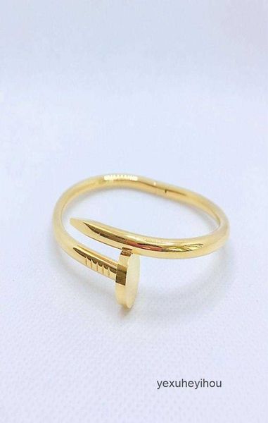 

18k gold nail bracelet designer womens bangle classic girl valentines day love gift 316l jewelry7297240, Black
