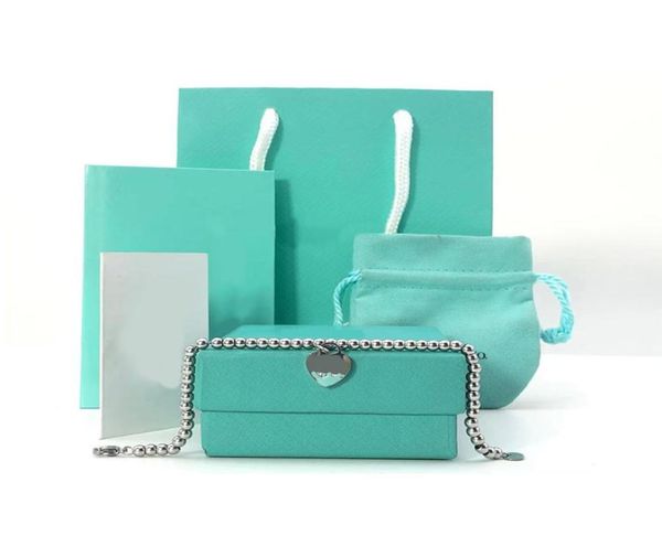 

15mm blue heart bracelets women 4mm beaded chain strands stainless steel couple jewelry gifts for girlfriend accessories red green7051019, Black