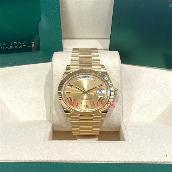 

luxury wristwatch day-date 40 yellow gold 2023 watch 228238 men's automatic watch2244, Slivery;brown