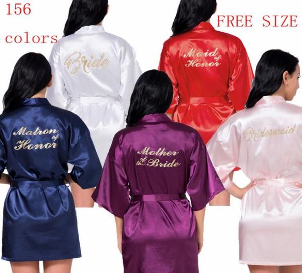 

soft satin wedding kimono bride bridesmaid gold robe sleepwear bridesmaid robes pajamas bathrobe nightgown spa bridal robes dressi8013420, White