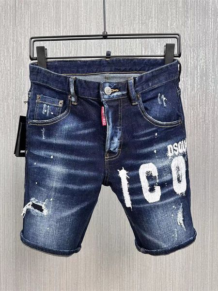 

designer men's jeans stone torn men's jeans men's denim shorts made of high end materials with stretch stitch embroidery asia, Blue