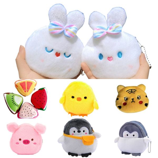 

handbags children plush coin purse cartoon cute small fresh soft zipper change mini lovely girl money card holder 230823, Black