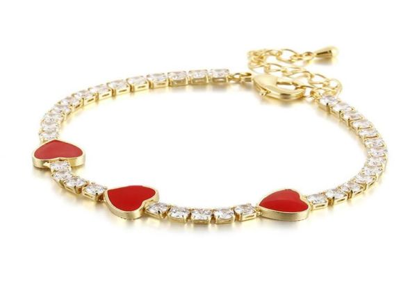

charming women bracelet yellow gold plated heart bling cz tennis bracelet for girls women nice gift92130743362720, Golden;silver