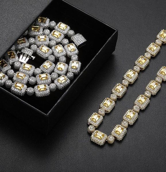 

gold silver color 10mm 1822inch iced out yellow cz diamond cuban chains hip hop cuban chians necklace for men women nice gift8058235