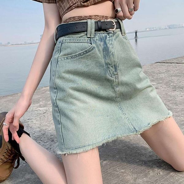 

pure color skirt for women summer harbor style retro design niche high waisted babes a line wholesale, Black