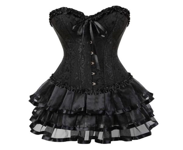 

corset skirt for women steampunk halloween bustiers dress classic push up embroidery bodyshaper clubwear carnival costume1501242
