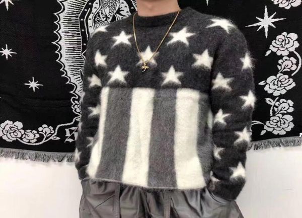 

fashion19fw vitttion mohair sweaters pentagram hip hop skateboard sweaters men women fashion casual coat hflsmy0572901333, White;black