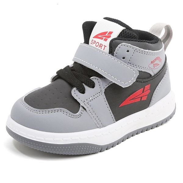 

sneakers kruleepo children boys girls high sports baby kids pu leather non slip casual shoes outdoor tennis running schuhe 230823, Black;red