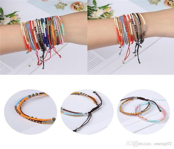 

bohemian colorful glass seed beads bracelet 3 layer boho mixed trilaminar braid bracelets for women girls with friendship card jew3376444, Golden;silver