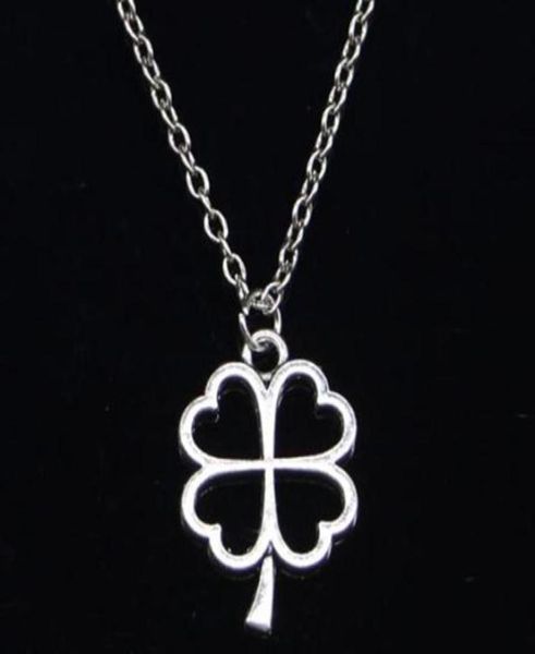 

20pcs new fashion necklace hollow lucky four leaf clover charms irish pendants necklace women men gift2857496, Silver