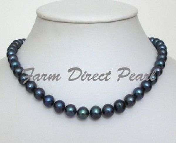 

new fine pearl jewelry cultured freshwater 89mm black pearl necklace 18 925 silver clasp9198817